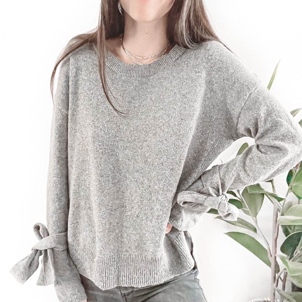 Madewell Tie-Cuff Pullover Sweater